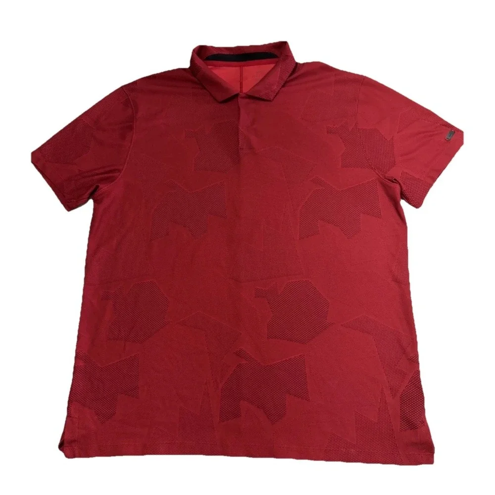 Mens‎ Nike Dri Fit Tiger Woods Camo Jacquard Golf Red Polo CT3801 Sz XL